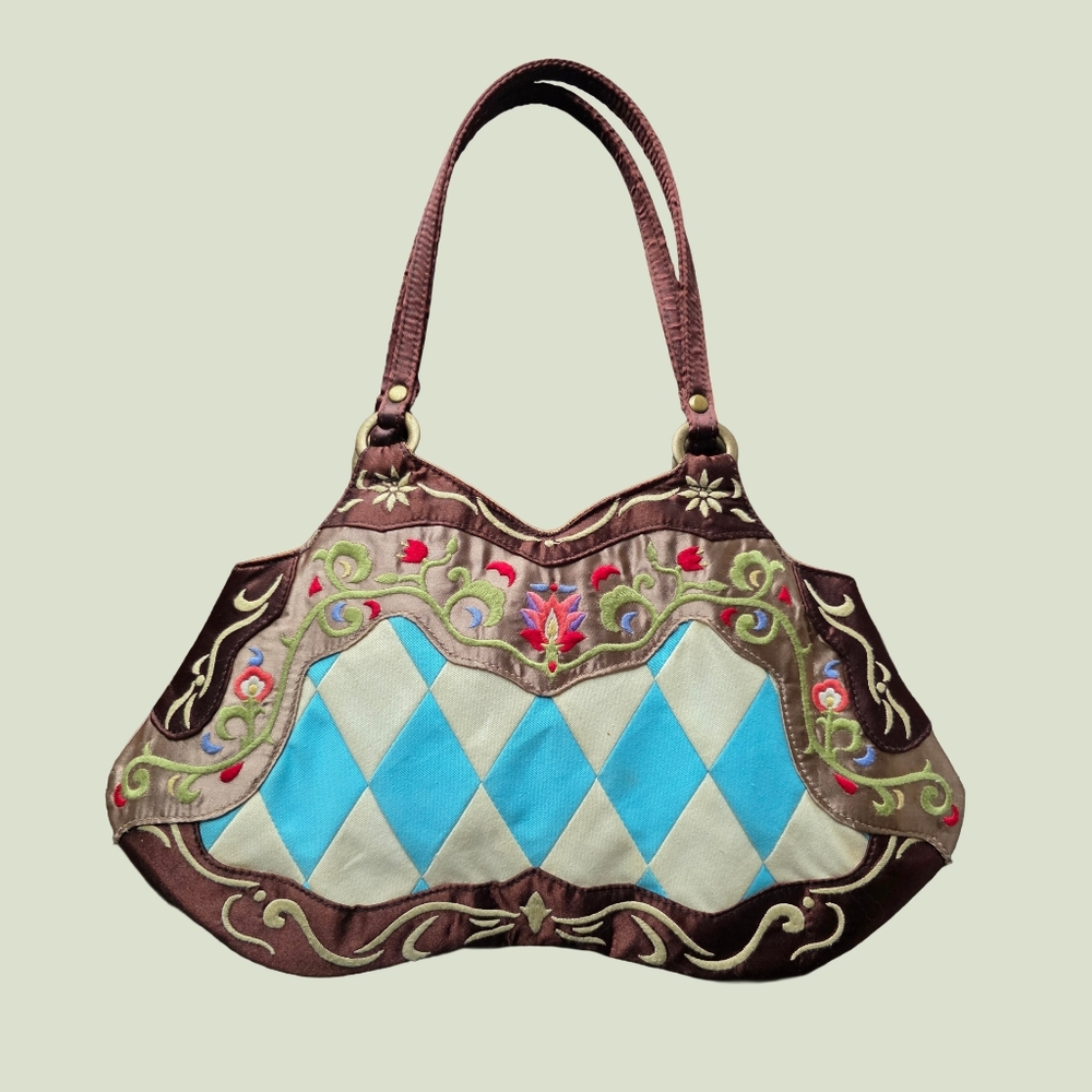 🃏 90s Papillon Harlequin Satin Handbag 🃏